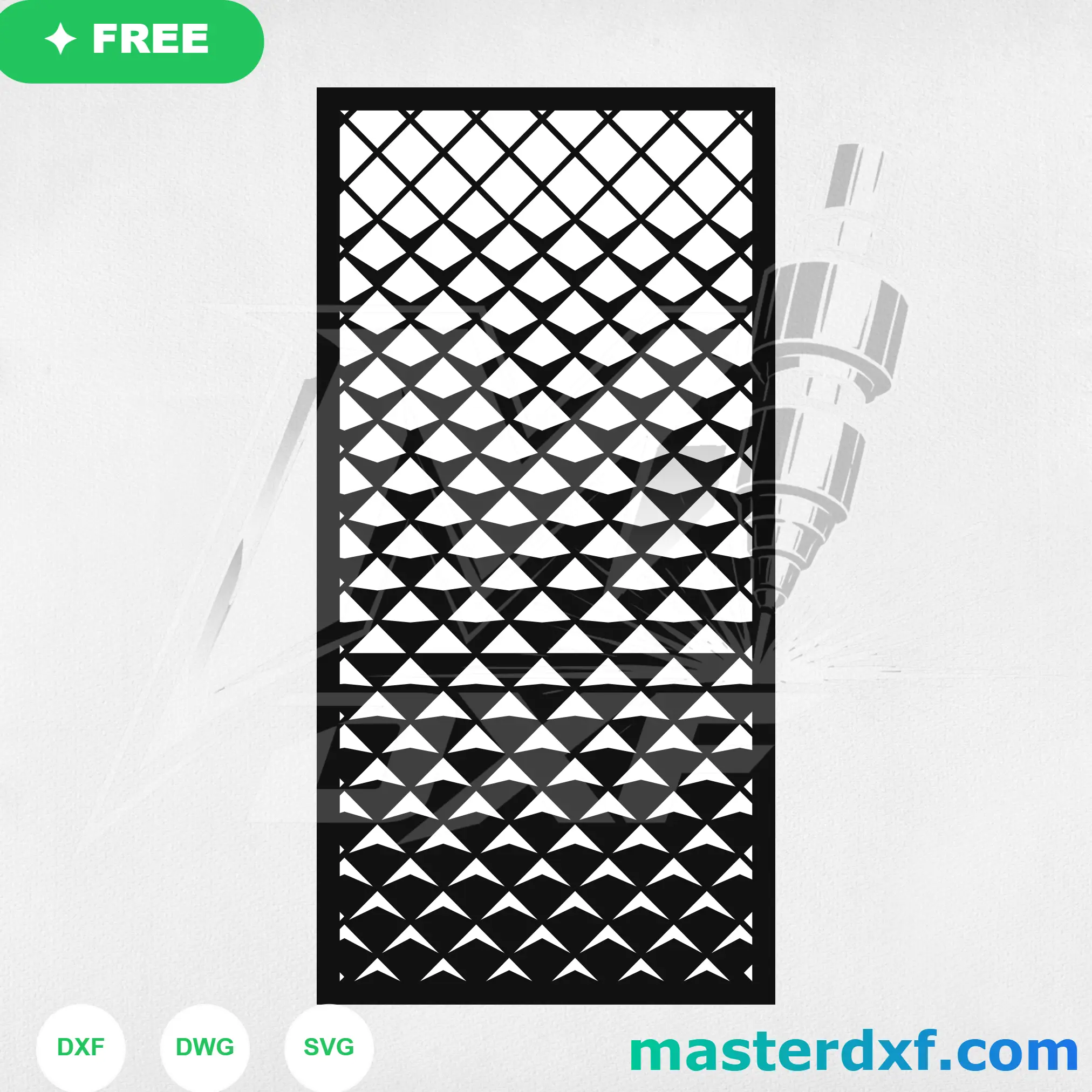 Optical Illusion 3D Chevron Ripple Privacy Screen Design DXF File